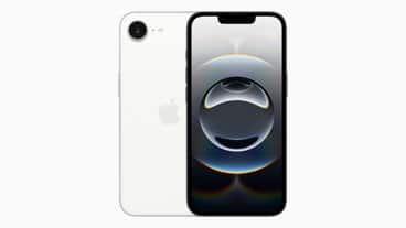 Front and back view of a white iPhone.