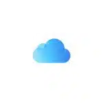 Simple blue cloud icon on a white background